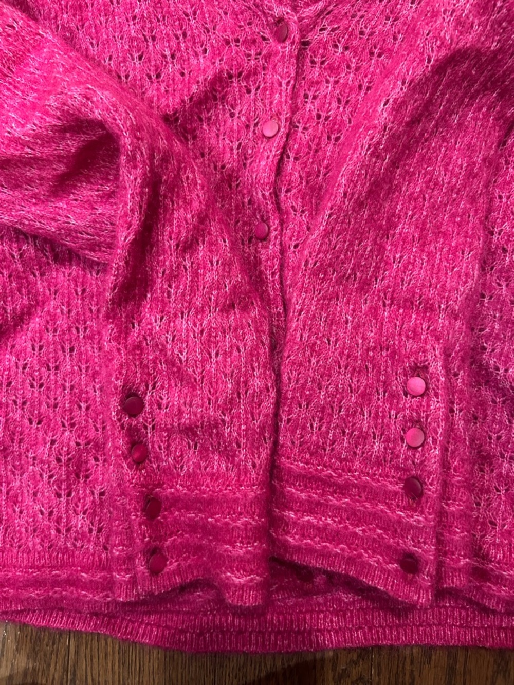 Sezane Fuchsia Pink Mohair Blend Button Cardigan - Picture 5 of 8